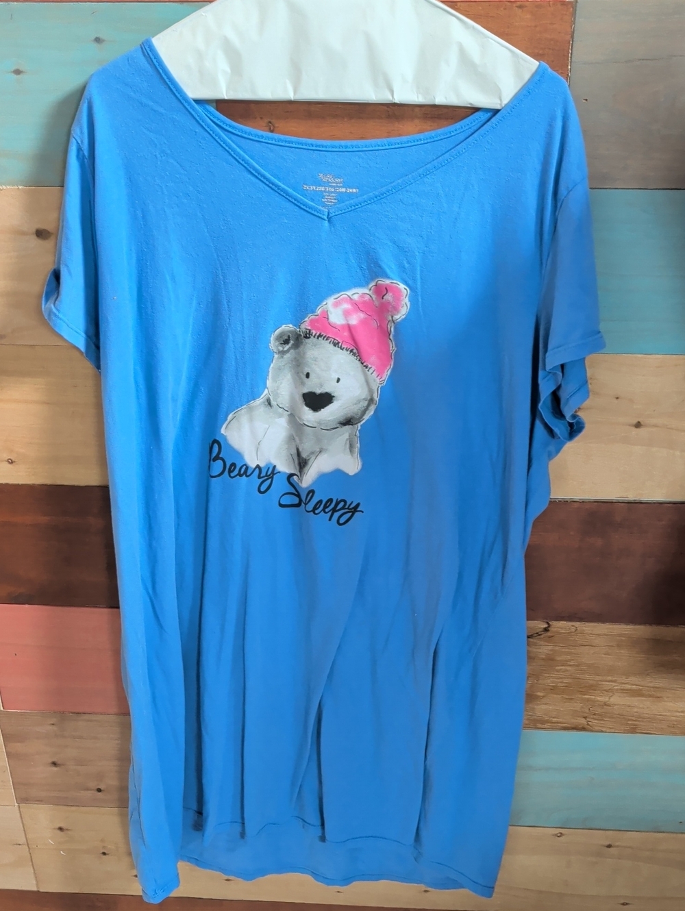 Secret Treasures Blue Nightshirt with Pink Beanie Bear